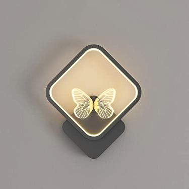 Imagem de Luminária de parede LED quadrada para iluminação interna, luminária de parede moderna de 15 W para decoração de casa, luminária de parede moderna em formato de borboleta para sala de estar,