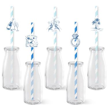 Imagem de Serencatcher Canudos de papel Last Toast on the Coast Bachelorette, 50 peças Last Toast on the Coast Artigos de festa descartáveis para beber canudos de papel decorativos para festa de despedida de