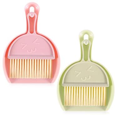 Imagem de Conjunto de 2 peças de mini pá de lixo e escova pequena vassoura de lixo portátil vassoura de mão compacta para crianças, vassouras para casa, mesa, teclados, sofá, cozinha, bancadas, animais de