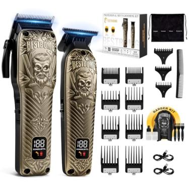 Imagem de BESTBOMG Aparador de cabelo profissional para homens, conjunto profissional de barbeiro e aparador, aparador de cabelo masculino sem fio para barbeiros, kit de corte de cabelo desbotado, BS-807E