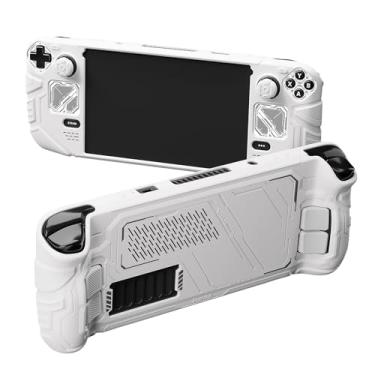 Imagem de PlayVital Mecha Protective Case for Steam Deck – Anti-Slip Silicone Grip Cover for Steam Deck OLED & LCD | Shockproof Shell with Back Button Enhancement Set & Thumb Grips & Stickers – White