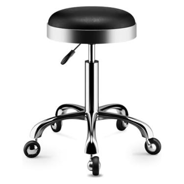 Imagem de WYUYIWH Banqueta de rodinhas com rodas com rodas para salão de beleza, hidráulica, para laboratório, guitarra, laboratório, bancada de trabalho, cadeira giratória ajustável médica