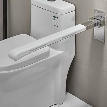 Imagem de GeRRiT Suporte de vaso sanitário dobrável dobrável de 70 cm, barra de apoio de vaso sanitário dobrável, alças de segurança para banheiro, branco 2