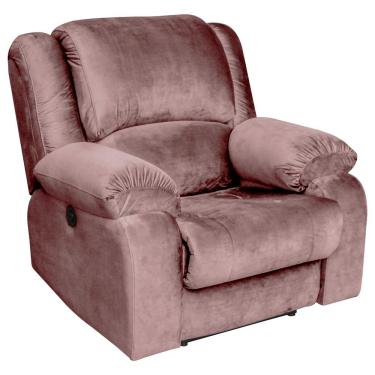Imagem de Poltrona do Papai Reclinável Massageadora Elétrica Simon F05 Veludo Rosê - Lyam Decor