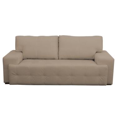 Imagem de Sofá 3 Lugares Sala de Estar Roma 230 cm Couro Bege - Gran Belo