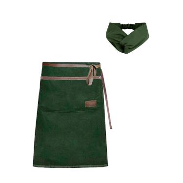 Imagem de Avental de Cintura e Faixa Verde Couro Marrom Restaurante Bar