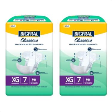 Imagem de Kit com 2 - Fralda Geriatrica Bigfral Clássica XG 7 Unidades (14 FRALDAS NO TOTAL)