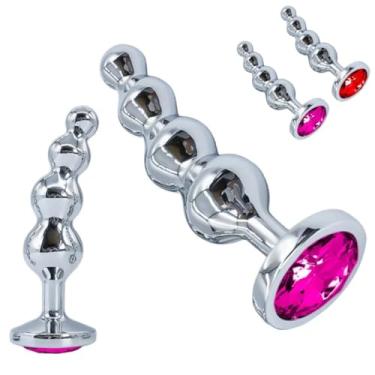 Imagem de Plug Anal Esferas Em Aço Com Pedra Na Base Estimulação Profunda e Sexo Anal Intenso Prazer Único [PINK]