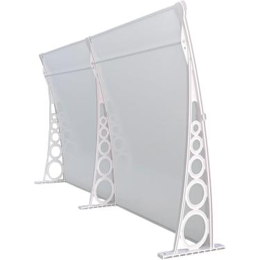 Imagem de Toldo Policarbonato 2,15x0,50m Cobertura para Portas e Janelas Imperial com Fita de Vedação Proteção Casa e Comércio com Filtros de Raios UV (MILK COM BRANCO)