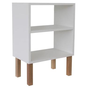 Imagem de EVOLUKIT, Mesa de Cabeceira Cubo 40x56x24 Branco c/Prateleira