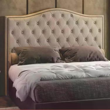 Imagem de Cabeceira Estofada Cama Box King 1,95 Viana para Quarto em Linho Bege - Larbelle