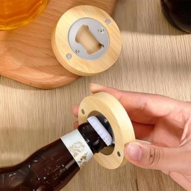 Imagem de Abridor magnético de garrafas, abridor de cerveja 2 em 1 para geladeira, adesivo de decoração de geladeira para casa