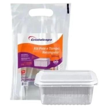 Imagem de 2X Pote Descartável 500Ml Freezer Microondas Marmita 25 Unid