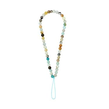 Imagem de 1 pç Cordão de telefone colorido com contas pulseira fashion imitação de pedras preciosas, berloque para celular, câmeras, chaveiro, acessórios de decoração