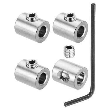 Imagem de Conjunto de clipes de corda de fio de 5 mm, 4 peças de aço inoxidável 304 grampos de cabo de trava de aço inoxidável com chave de parafusos hexagonais M5 para encaixe de cabo, prata