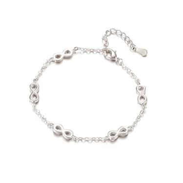 Imagem de Pulseira de anel duplo para mulheres - Design interligado, joia de mão moderna e minimalista, One Size, Titânio, Sem Pedra Preciosa