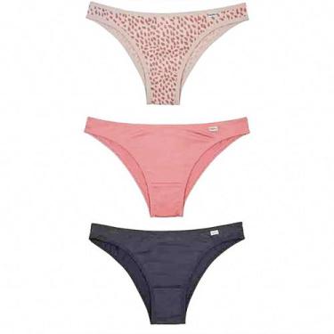 Imagem de Kit Calcinha Del Rio Feminina 3 Peças Tanga - DELRIO, Preto, Rosa, P