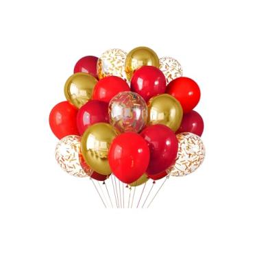 Imagem de Pacote com 30 balões de látex bordô, ouro carmesim, 30 cm com fitas para aniversário, casamento, chá de bebê, formatura, noivado, revelação de gênero, aniversário, Natal, decorações de festas de fim