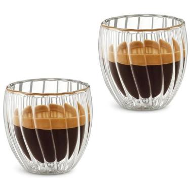 Imagem de Xicara Com Fundo Duplo Sem Alça Vidro Borosilicato 80ml 2 Pçs - Lyor, 