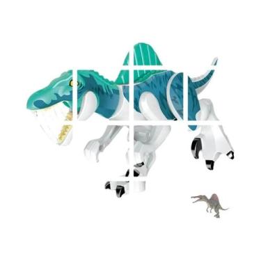 Imagem de Blocos De Montar De Dinossauros Jurássicos: Velociraptor, Triceratops,