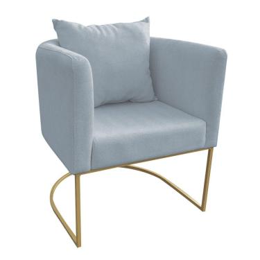 Imagem de Poltrona Paola Linho Base Metálica Dourado cinza Claro A05