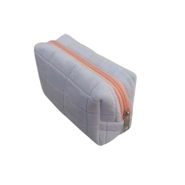 Imagem de ￼Necessaire Estojo Bolsa Multiuso Organizador para Maquiagem Escolar Forma de Travesseiro e Grande Capacidade Cosmética Azul