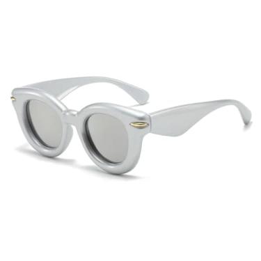 Imagem de Óculos de sol redondos com armação grossa, luxuosos, vintage, tartaruga (4)