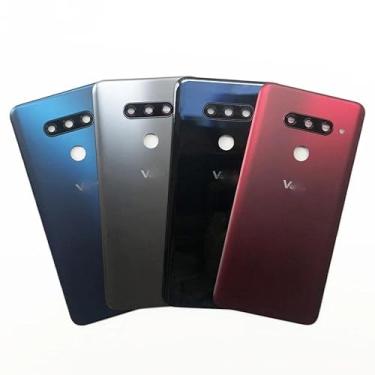 Imagem de SHOWGOOD Capa traseira para LG V40 ThinQ Capa traseira com lente de câmera de vidro V405QA7 V405UA V405UA V405 (vermelha)