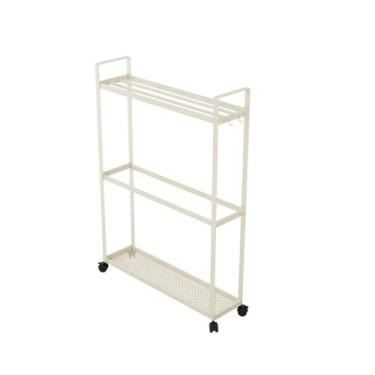 Imagem de porta-toalhas Móvel banheiro piso-pé toalheiro piso toalete carrinho cabide lacuna rack de armazenamento(Milk Tea Color)