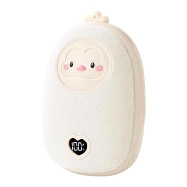 Imagem de harayaa Aquecedor de mãos elétrico portátil de bolso, recarregável, com 3 configurações de temperatura ajustáveis ​​para inverno frio, Natal e pesca, Bege