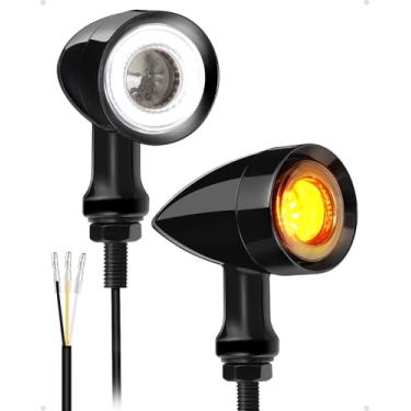 Imagem de Benlari Motorcycle Bullet 48 LEDs luz de seta frontal SMD indicador piscante adequado para Honda, Yamaha, Suzuki, Kawasaki, Harley Sportster (preto, luz de seta frontal)