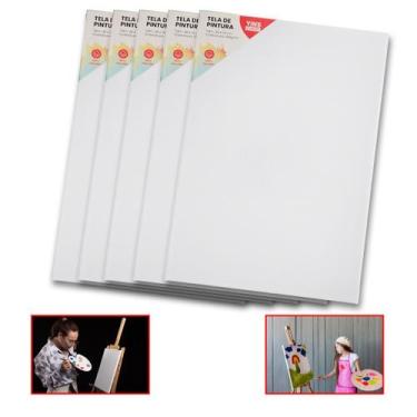 Imagem de Kit 5 Telas de Pintura Comum 20x30 100% Algodão Pronta - Yin's