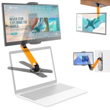Imagem de Suporte de monitor portátil ajustável 2 em 1, base universal expansível de mesa e suporte para tablet de parede, suporte VESA de metal para tela de 6 a 18,5 polegadas, suporte para iPad de 12,9