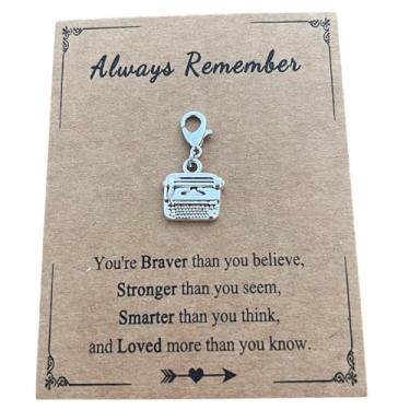 Imagem de AMOBESTER Berloques vintage com clipe para máquina de escrever com zíper, joias e braclet