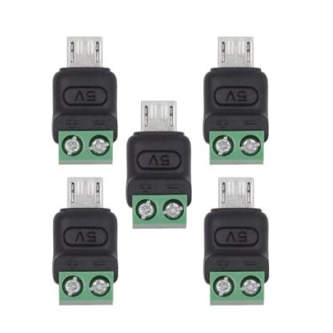 Imagem de xiwai 5 pçs/conjunto micro USB 5 pinos macho para terminal de 2 pinos, adaptador de carga rápida, faça você mesmo, reparo OEM, conector sem solda, CC 5 V, alimentação USB2.0