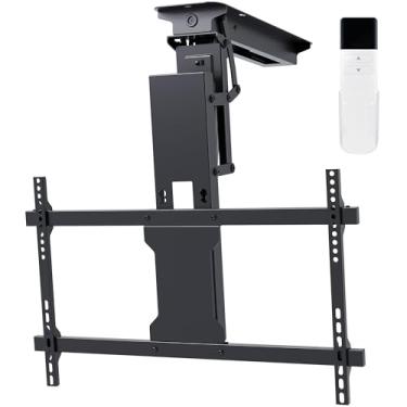 Imagem de CLAIKS Suporte de TV de teto – Suporte flip-down motorizado elétrico com controle remoto, telas planas e curvas de 81 a 170 cm, VESA máximo 600 x 400 mm, compatível com telhados planos e inclinados