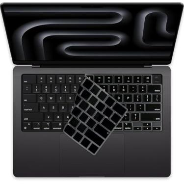 Imagem de MasiBloom Capa de teclado para MacBook Pro 2025 35.6 cm M5 Chip A3434 TPU Protetor Acessórios US/ANSI Layout (cinza silicone)