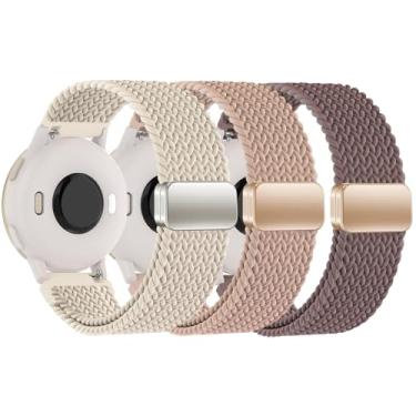 Imagem de EverAct Pulseira de relógio trançada magnética de 20 mm compatível com Garmin Vivoactive 5/Vivoactive 6/3/3 Music, pulseira de nylon elástico macio de substituição para Venu Sq 2/Venu 2 Plus e