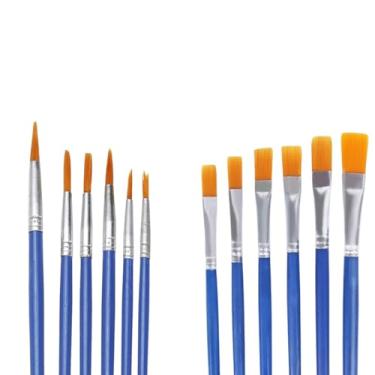 Imagem de Kit 12 Pincéis Artesanato Pintura Ponta Fina Redonda E Chato Pintura em Telas Rosto