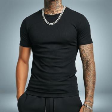 Imagem de Camiseta Canelada Masculina Justa ao Corpo Leve e Confortavel - NoBran