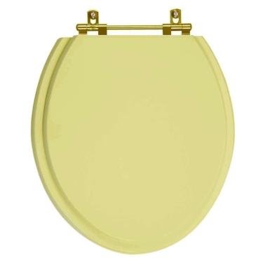 Imagem de Assento Sanitario Poliéster Convencional Oval Bege Saara Para Vaso Deca Com Ferragem Dourada