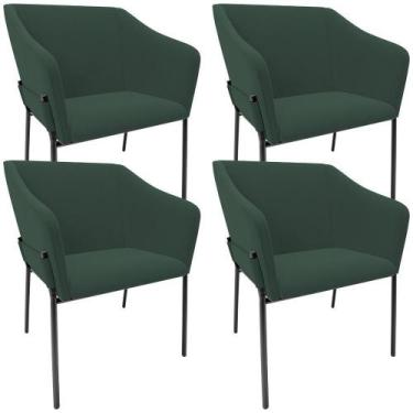 Imagem de Kit 4 Cadeiras Para Sala De Jantar Estar Living Olívia L02 Suede Verde