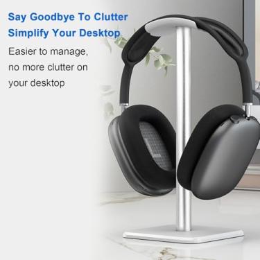 Imagem de Fockety Suporte para Fone de Ouvido, ABS Resistente e Suporte de Mesa de Metal Com Apoio de Cabeça de Borracha TPU Flexível, para Fones de Ouvido e Controladores de Jogos Em Estúdio de (Branco)