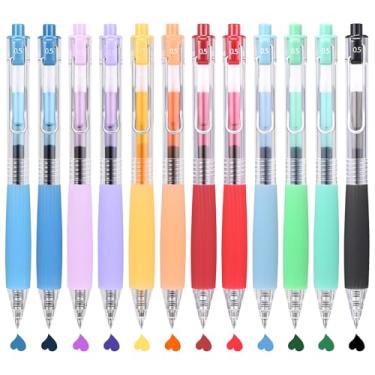 Imagem de M&G 12 canetas de gel coloridas, canetas de tinta coloridas retráteis de ponta fina de 0,5 mm, caneta de escrita suave com aderência confortável para anotações, diário, marcação, materiais de desenho