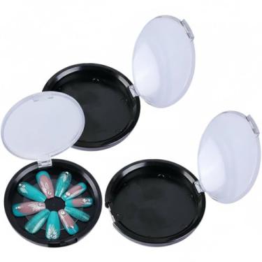 Imagem de DOITOOL Caixa de armazenamento de 3 pontas de unha, organizador de unhas de base preta com tampa transparente, suporte de pontas falsas para casa ou salão, 8,5 x 7,9 x 0,24 cm