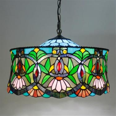 Imagem de Luminária pendente contemporânea de luxo em vidro colorido com LED, estilo retrô americano, ideal para sala de estar, restaurante, quarto, hotel, casa de campo, corredor, café, bar ou escada