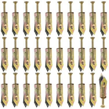 Imagem de Wealrit 30 peças de âncoras autoperfurantes de drywall parafusos de âncora de parede oca âncoras de aço carbono âncoras para móveis resistentes furos de perfuração de reparo de drywall - 1,2 cm x 4 cm