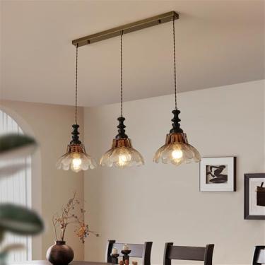 Imagem de Luminária pendente contemporânea de LED para restaurante, bar estilo francês retrô, balcão, café, quarto, escritório, quarto de hotel, lavabo, corredor e escada (D 3 lâmpadas)