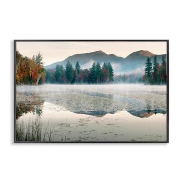 Imagem de Stupell Industries Folhagem de outono circulando lago preto emoldurado, arte giclée, design por Shelley Lake, 16 x 24