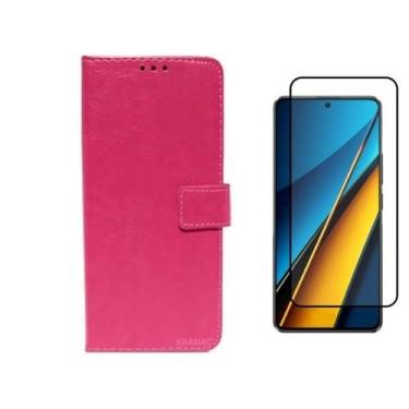 Imagem de Capa Capinha Case Flip Magnético + Pelicula vidro 3D Redmi Note 13 4g 